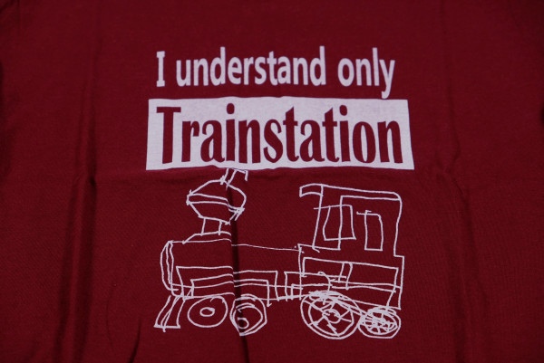 T-Shirt "I understand only Trainstation" bordeaux
