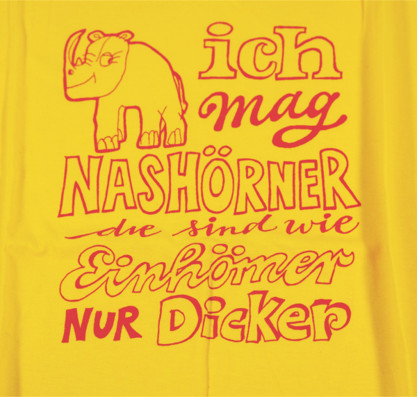 T-Shirt "Ich mag Nashörner..." gelb
