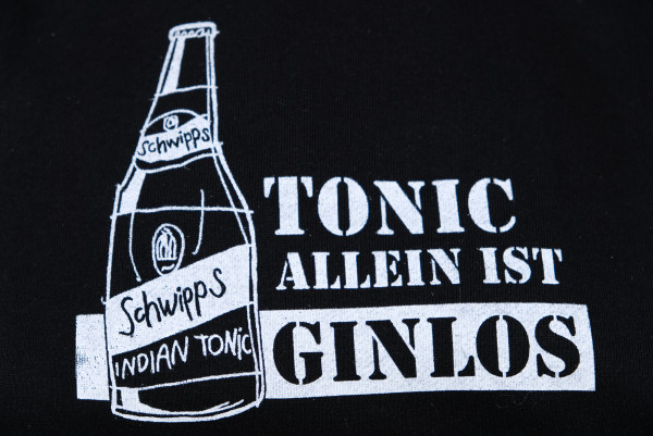 Hoodie "Tonic allein ist Ginlos" schwarz ohne Zip