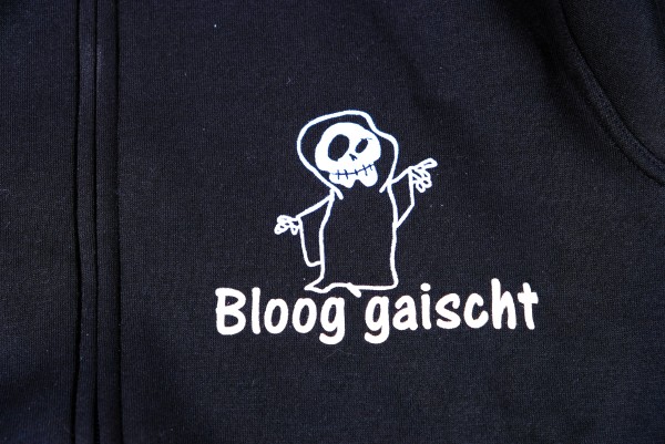 Hoodie "Bloog`gaischt" schwarz mit Zip