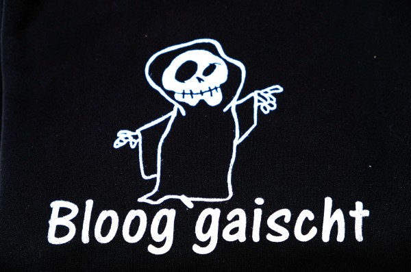 Hoodie "Bloog`gaischt" schwarz ohne Zip